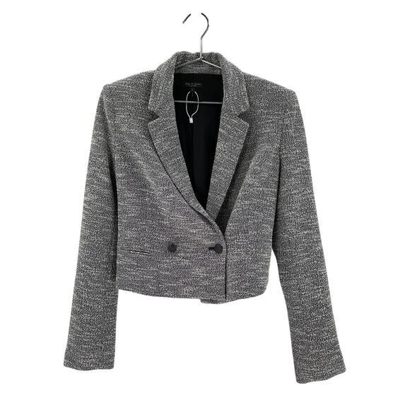 Rag & Bone 'Josie' Grey Cotton Italian Tweed Blazer Size 2 - Picture 2 of 4